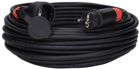 Voxura Schuko Gummi-Verlängerungskabel Schuko-Stecker-Kupplung Adapter Außenbereich Stromkabel Garten Baustelle Industrie Märkte 3-polig 230V H07RN-F 3x1,5 16/3 16A IP54 25m