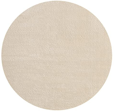 the carpet Relax – Superweiches Badezimmerteppich, Flauschige Badematte in Felloptik, rutschfest & Waschbar (30°C), Ultra Soft Badvorleger Anti-Rutsch für Bad & WC, Beige, 120 x 120 cm Rund