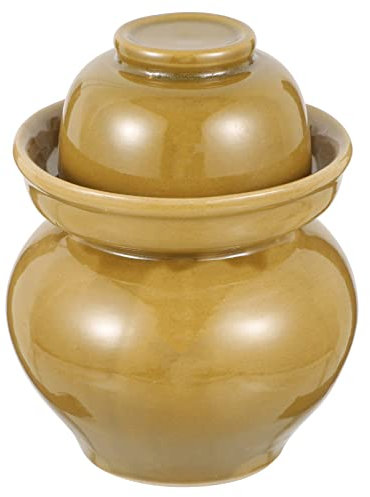 Cabilock Keramik Gurkentopf Gärtopf Einlegetopf Rumtopf: 1 Pfund Sauerkrauttopf Vorratsdosen Vorratsbehälter Lebensmittel Behälter Kimchi Topf für Gurken Gemüse Poloshirt Esito Khaki