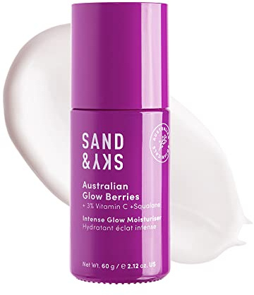 Hidratante de luminosidad intensa con Australian Glow Berries Sand & Sky. Crema facial iluminadora con vitamina C | Para hidratar la piel, reforzar el colágeno y reducir las arrugas.