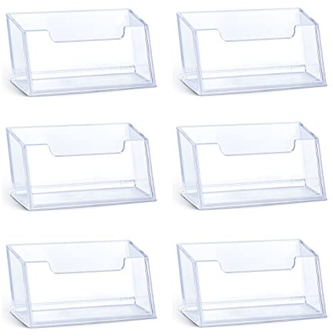 6 Piezas Tarjeteros de Escritorio, Porta-tarjetas de Visita de Acrílico Transparente, Soporte para Tarjeta de Visita de Plástico, Organizador Expositor de Tarjetas de Visita para Oficina Mostrador
