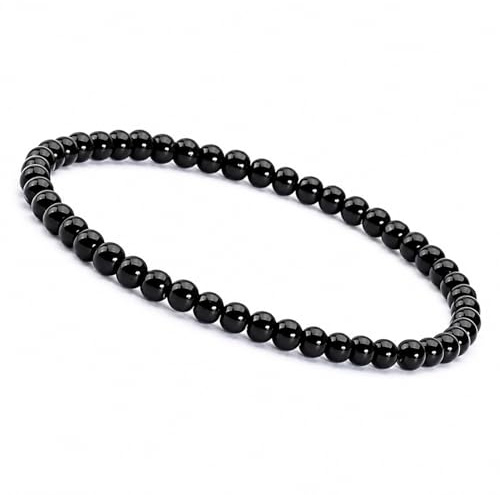 Unique Gems Onyx Armband Naturstein Damen Perlenarmband 4mm elastisch handgefertigt Made in Germany Geschenk für Frauen