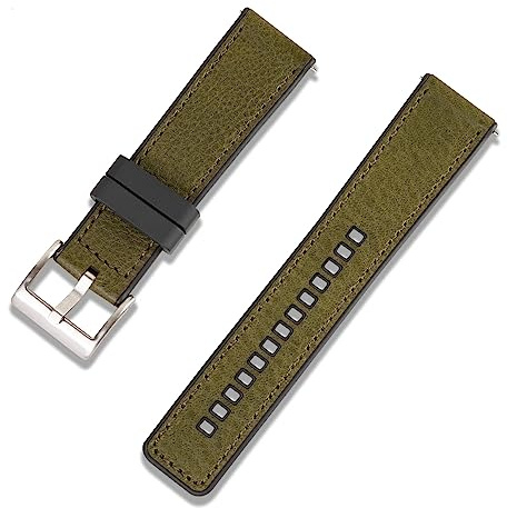 Crafter Blue UL03 Straight End Hybrid FKM Rubber Watch Strap Replacement Band for All 22mm Width Lug Watches, Forest Green