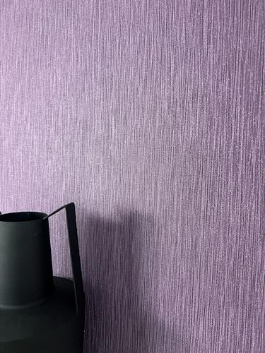 Newroom Vliestapete Lila Uni Metallic Mauve Wohnzimmer Tapete Flur | weiche Violettnuance, Metallic-Glanz, feine Linienstruktur, ansatzfrei, elegante Wandtapete, Mustertapete, Schlafzimmer