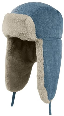BESTORI Damen Fellmütze Warm Wintermütze Herren Winddichte Plüsch Fliegermütze Trappermütze Blau