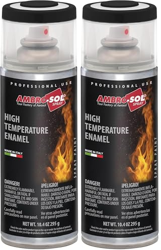 AMBRO-SOL | Pintura alta temperatura | Pintura para Radiadores, Hornos y Motores | Pintura en Spray para Metal Negro mate, 400 ml (Paquete de 2)