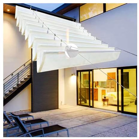 Pérgola para Exteriores, Cubierta de toldo retráctil, Cubierta de Sombra para Patio de Piscina, Vela de Sombra Ondulada ，Vela de Sombra telescópica,Sombra,Respirable (Size : W0.8*L14m/W2.62*L45.93ft