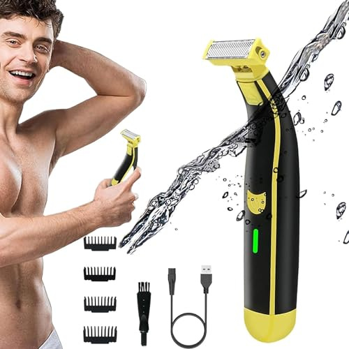 Rasoir électrique pour homme - Double rasage humide et sec - Imperméable - Rechargeable par USB