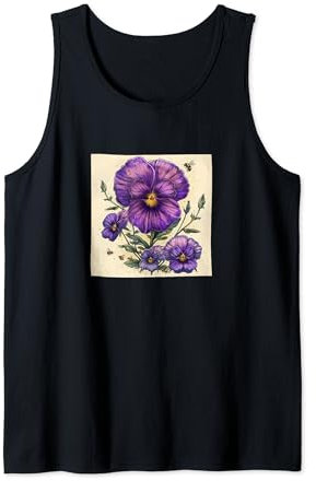 Stiefmütterchen-Blume blühend mit Bienen um Grafik Tank Top
