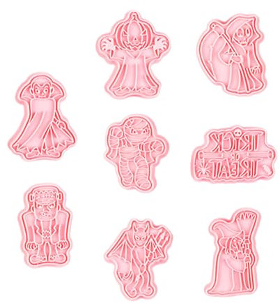 TOPBATHY 2 Juegos Cortadores de galletas de Halloween anillo para hornear sello fondant cortapastas halloween molde galletas halloween sello de galleta de galletas páginas rosa