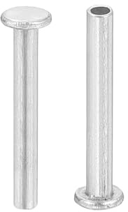 QUARKZMAN 50Pcs Rivets Semi-Tubulaires 2mm x 14mm Rivet Métallique Argenté | Rivets Tubulaires en Aluminium à Tête Plate Ronde, pour la Réparation Industrielle et Domestique