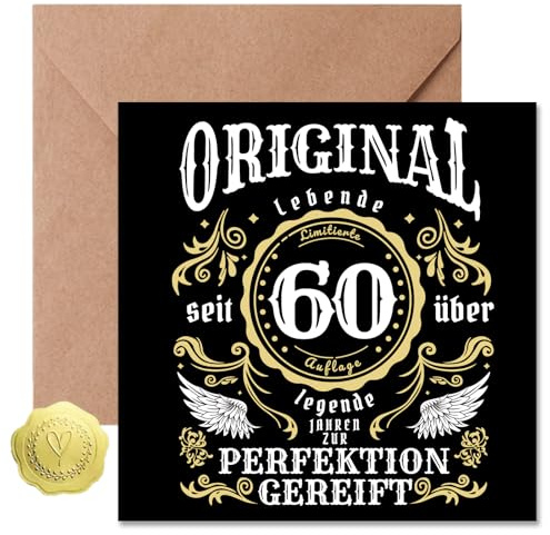 Sugeru Geburtstagskarte 60 Oldschool - 60 geburtstag karte mit Umschlag - Geschenke zum 60 Geburtstag Frau Mann - Lustige Geburtstagskarte（60）