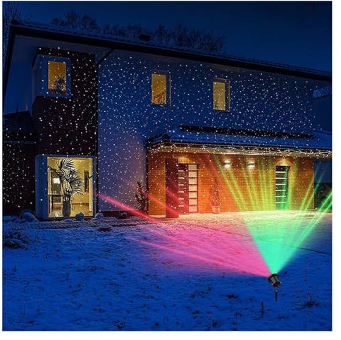 Projector Light,Halloween Holographic Projector Moving Full Sky Star Projector Lamp Green Red Outdoor Garden Landscape Decoration Lighting Christmas Party LED Stage Light for Halloween Xmas Holiday La