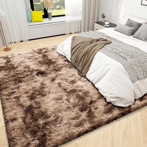 HOKXUAN Hochflor Teppich Wohnzimmer 200 x 120 cm Anti-Rutsch Unterseite, Soft Fellteppich Shaggy Flauschig Weich Modernes Einfarbiges Design Fürs Wohnzimmer, Schlafzimmer, Taupe