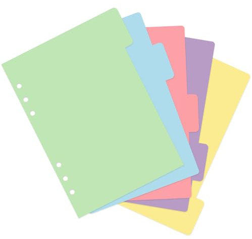 5 Sätze Trennblätter A5 Ringbucheinlagen Ordnerindex Trennblätter Farbige Register 6 Löcher Ordner Register Geeignet für A5 Ordner,Ringbücher,Planer