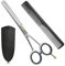GTEX Tijeras Entresacar Peluqueria - Juego Profesional de Tijeras de Corte de Pelo Dentadas - Tijeras Vaciar Pelo de 6,5 Pulgadas Con Peine Y Estuche de Cuero - Hair Thinning Scissors