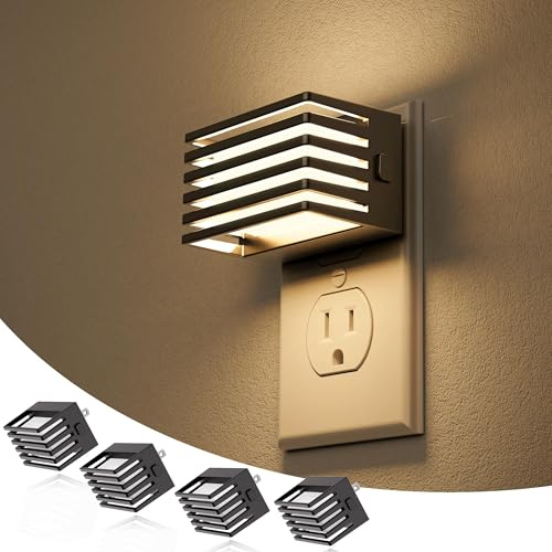 JandCase LED Night Light, [4 Pack] Night Lights Plug into Wall with Dusk to Dawn Sensor, Dimmable Plug in Night Light, Adjustable Brightness, 3000K Soft White Nightlight for Bedroom Bathroom Hallway
