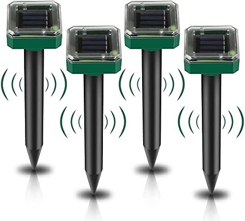 Solar Maulwurf Vertreiber: 4 Stück Solar Maulwurfschreck, Wühlmausschreck Solar, IP65 Wasserdicht Ultraschall Maulwurfabwehr für Vertreiben, Maulwurfbekämpfung, Schädlingsbekämpfung für den Garten (4)