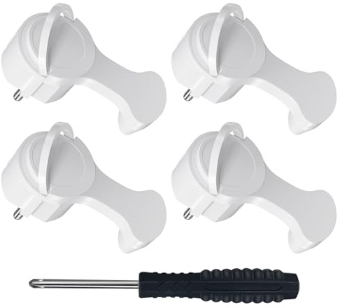 Elektrische Schuko Stecker, Extraflach Schutzkontakt Winkelstecker mit Klappgriff, 250V 16A für Kabel bis 3x1,5 mm² Flachstecker Eurostecker, (White-4 Stück）