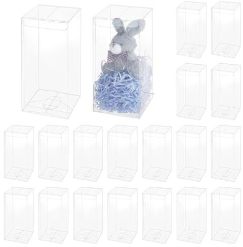 BENECREAT 20 caja de Regalo de PVC Transparente, Contenedores de Plástico Transparente Rectangulares de 8x8x18cm para Navidad, Boda, Fiesta, Recuerdos de Cumpleaños