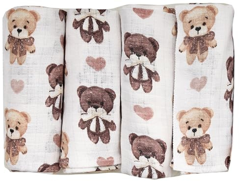 FENSILO Panni mussellinici per bambini, in mussola, panni per sputare e garza, confezione da 4 pezzi, 80 x 70 cm, in cotone, pannolini di stoffa, testati contro le sostanze nocive, per bambini e