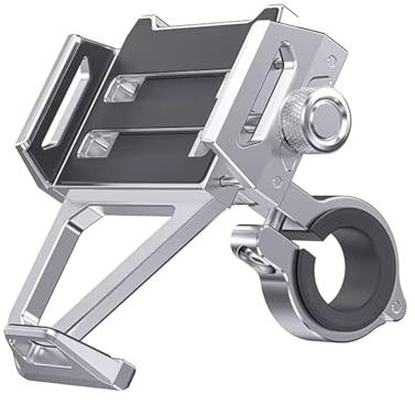 Porte Telephone Velo Support De Téléphone Portable En Aluminium Pour Moto Support De Téléphone Sur Guidon De Vélo Adapté Au Cyclisme À La Montagne Et Tout-terrain Support Téléphone Moto(Sliver)