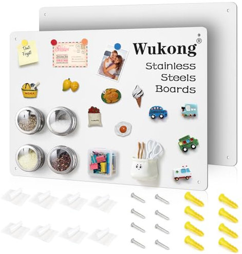 Wukong 2 Stück Magnettafel 42 X 30cm A3 Magnetwand Magnet Magnetisches Whiteboard kratzfest Edelstahl Selbstklebend für Tafel Büro Küche Kühlschrank (Weiß)
