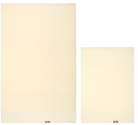 THUN Set 2 asciugamani crema, 100% cotone, Collezione Iconic Elengance, 40 x 60 cm, 60 x 100 cm