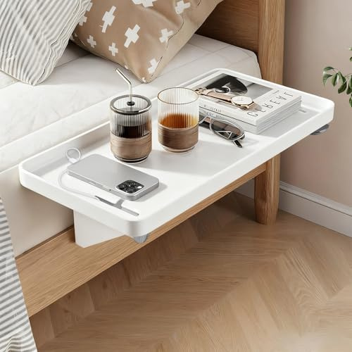 Nachttisch Regal Bett: Nachttischregal, Bettablage Zum EinhäNgen, Faltbar Clip-On Nachttisch, Tablett Organizer Schlafzimmer, für Schlafzimmer Aufbewahrung, Betttablett mit Kabelführung, 32×23.3×5.3cm