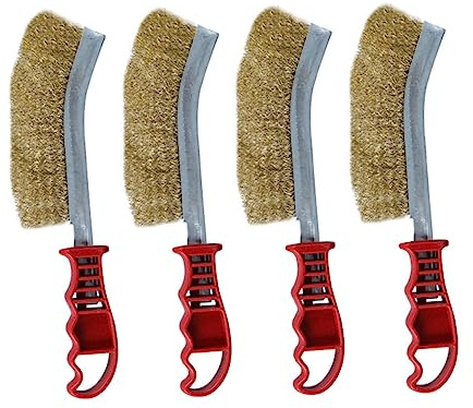 FONDOTIN 4 Piezas Cepillo Barbacoa Acero Inoxidable Resistente Portátil para Limpieza Parrillas Camping y Exterior