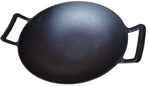 YHEIANJ Wok in Ferro binaurale in Stile Cinese, Padella in ghisa, Padella Antiaderente, Adatta per fornelli a induzione, fornelli a Gas,B 36CM