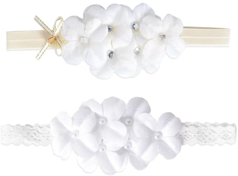 Confezione da 2 Fasce per Capelli per Neonati, Floreale Copricapo, Elastici Fascette, Fascia Capelli Neonata in Chiffon, Adatta a Neonati, Bambine e Bambini Piccoli, Accessori Fotografici