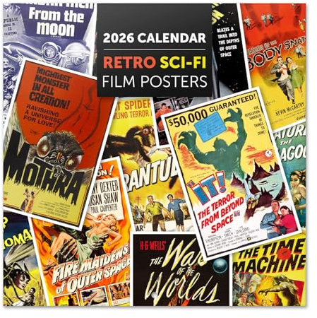 Grupo Erik Kalender 2026 Wandkalender Retro-Science-Fiction Kalender 2026 Familienplaner 30 x 30 cm 12 Monate + Letzten 4 Monate 2025 auf einer Seite - Offizieller Fanartikel Merch