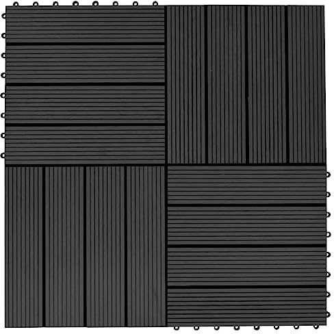 Générique Carreau de terrasse 11 pcs WPC 30 x 30 cm 1 m² Noir,Quincaillerie,Matériaux de Construction,Tapis & revêtements de Sol,Noir,8.96 KG,45023