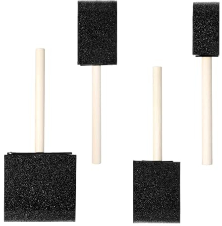 4 Stück Schwammpinsel Set Schwamm Schaum Pinsel Schwarz Schaumstoffpinsel zum Malen Tupfpinsel Farbschwammpinsel mit Holzgriff Universelle Schwamm Malpinsel für DIY Bastelprojekte Malzubehör