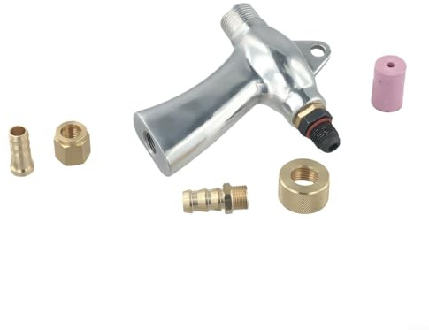 Handheld Sandblaster Tool with 5 Ceramic Nozzles for Sand Blasting Cabinet Parts, Brass Air Sand for Rust and Removal, Professional Grade Aluminum(B)