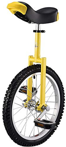 SFQEVHRZ Einrad, 18/20-Zoll-Einrad for Kinder, mit Alufelge, extra dickem Reifen, verstellbarem Sattel und Aluminiumschnalle(Giallo,18inches)