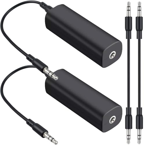HAAMNING7 2 Pcs Ground Loop Noise Isolator, Eliminate Annoying Buzzing Noise, 3.5mm AUX Noise Filter for Car Audio Systems, Home Stereos, Guitar Amplifiers, with 3.5mm Audio Cable