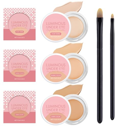 3 Pezzi Under Eye Brightener Correttore Occhiaie Scure Correttore Pesca Occhiaie Copriocchiaie Idratante Nutriente Multiuso Avorio Naturale Profondo Illumina L'incarnato Con 2 Pennelli Correttori