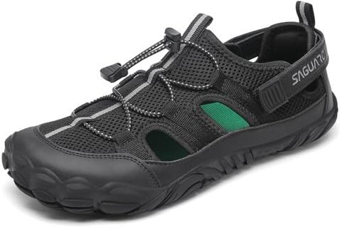 SAGUARO Sandalias Barefoot Hombre Mujer Verano Sandalias Trekking Cómodas Antideslizantes Sandalias Deportivas para Senderismo, Uso Diario y Excursiones Negro, Gr.40
