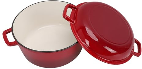 Vikye Braisière en Fonte avec Couvercle, Poêle Hollandaise de Grande capacité de 10,4'' 5QT, Intérieur/extérieur, Four, Cuisinière, Feu de Camping, Batterie de Cuisine sans Danger
