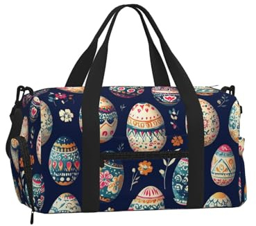 Mexpekil Sac de sport avec compartiment à chaussures étanche Grand sac fourre-tout de voyage, Œufs de Pâques Boho, One Size, Classique