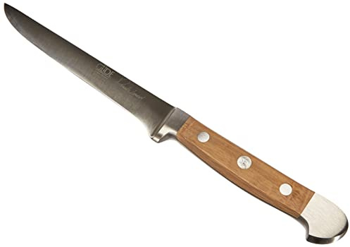 GÜDE Solingen - Couteau à désosser forgé, 13 cm, bois de chêne de baril, ALPHA-CHÊNE DE BARIL - double mitre, fabriqué à la main en Allemagne