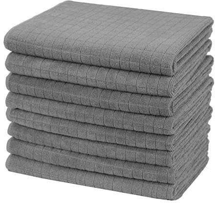 Gryeer 8er-Set Microfaser Geschirrtücher, weiche, super saugfähige und fussel freie Küchentücher, 45 x 65 cm (Grau)