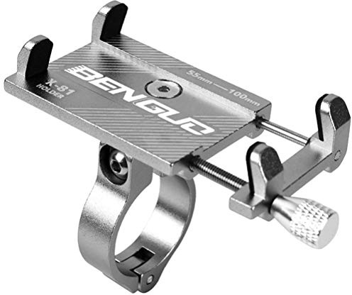 Schimer Universal Metall Motorrad Fahrrad Handyhalterung für 3,5 bis 6,5 Telefone und GPS, 360 Grad-drehbar, Lenkerbefestigung, Silber