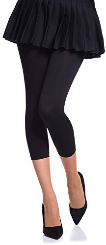 Romartex Damen Mikrofaser Capri Leggings 60 DEN, M/L, schwarz