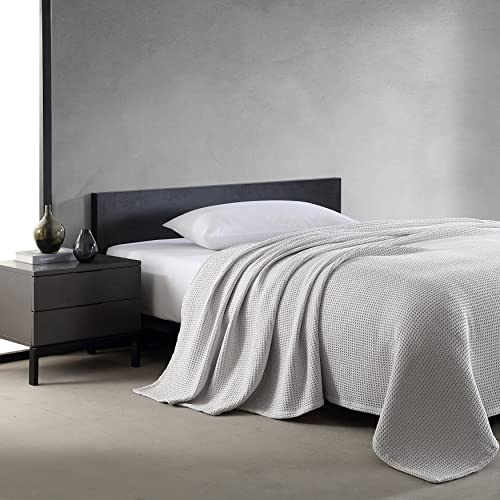 Vera Wang - King Blanket, Luxury Cotton Bedding, Super Soft Essentials with Waffle Weave Knit (Waffleweave Grey, King)