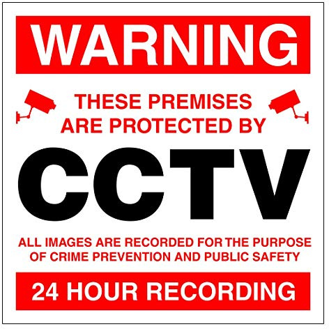 CCTV security sign Warning these premises are protected by CCTV sticker Deterrent against theft and criminal damage Self adhesive vinyl 120mm x 120mm Ideal for home owners and businesses (10)