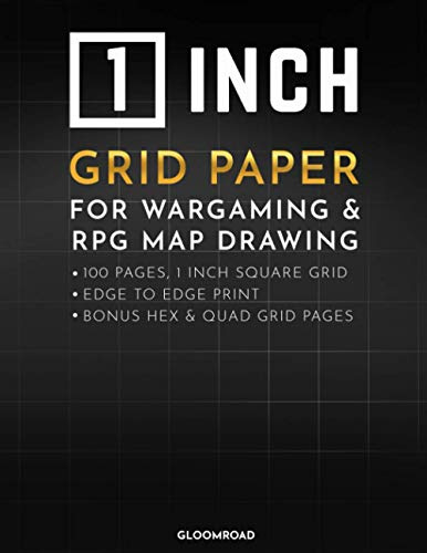 1 Inch Grid Paper: Square Graph Notebook for RPG Map Drawing, Wargaming Terrain; 100 Large Quad Grid Pages ; 1 Thick Grid