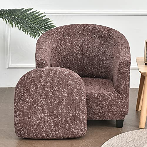 Highdi 2 Stück Sesselschoner Sesselüberwurf mit Elastisch Stretch Husse, Club Chair Schonbezug Sofabezug mit hoher Dehnung Sessel für Clubsessel Loungesessel Cocktailsessel (Kaffee braun)